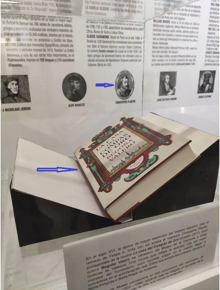 La novela LA CASA DEL COMPÁS DE ORO expuesta de forma permanente en el Museo de la imprenta y Artes Gráficas de Valencia (foto 1)